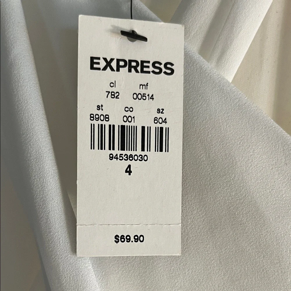 Express White Dress sleeveless- very soft halter-ish, eye catching lacy hemline. - Picture 2 of 9